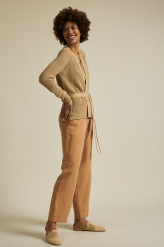 LANIUS Strickjacke in Wrapoptik - natural melange